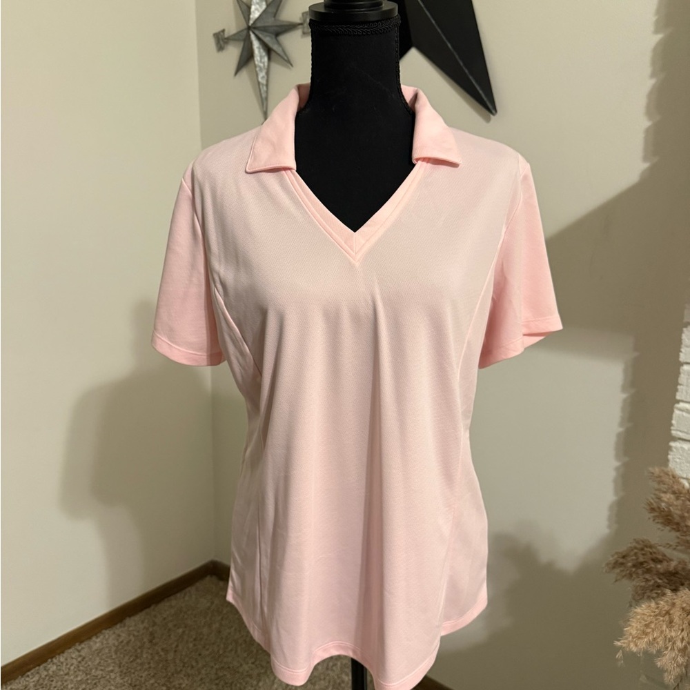 Lady Hagen Soft Pink V-Neck Short Sleeve Tee